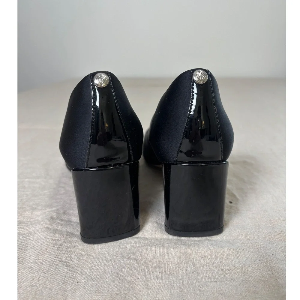 Donald Pliner Audry Pump Block Heel Size 7 Black Square Toe Quiet Luxury Comfort